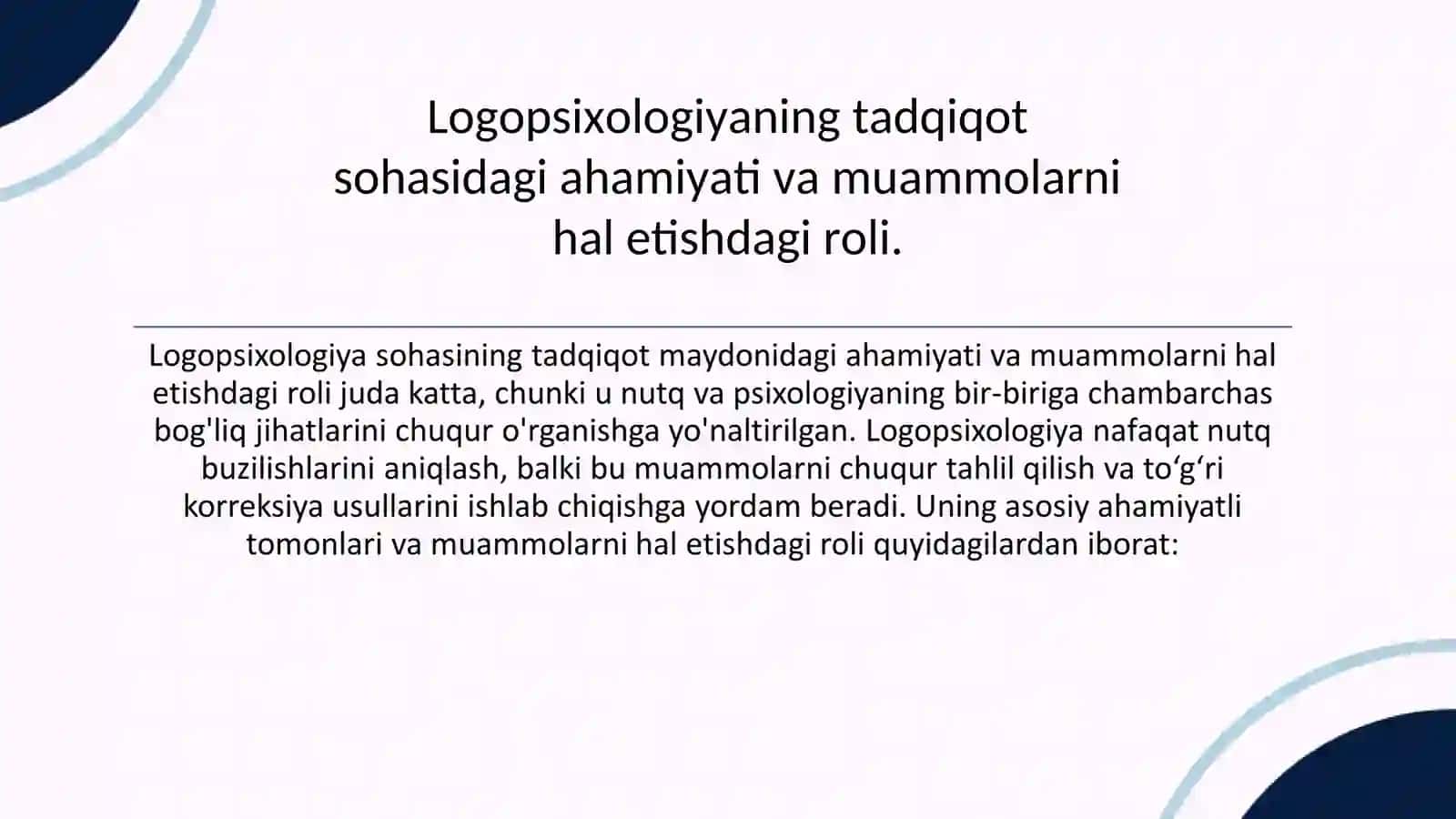 Logopsixologiya fanning ilmiy -nazariy asoslari 2