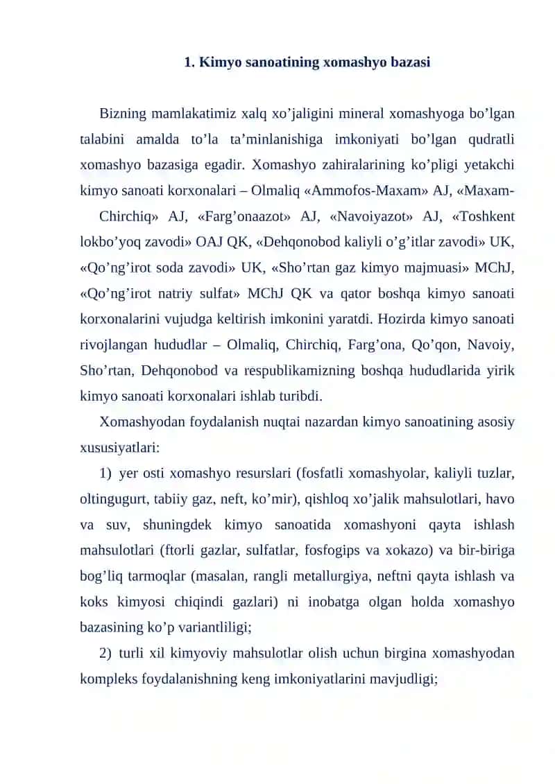 Kimyo sanoatining xomashyo bazasi va xomashyolarni boyitish usullari 2