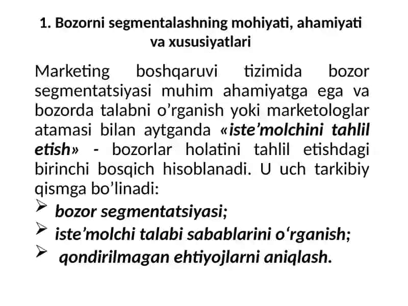 Bozorsegmentatsiyasivatovarnibozordapozitivlashtirish 2