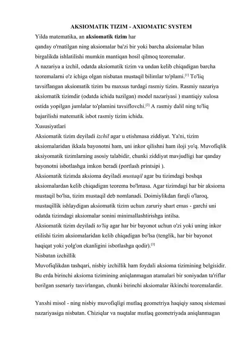 AKSIOMATIK USUL, NATURAL SONLARNING PEONO AKSIOMATIZATSIYASI, AKSIOMATIZATSIYA 2