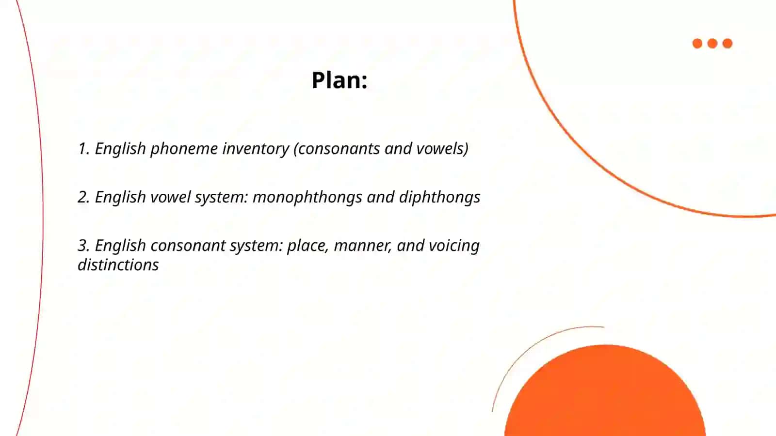 Plan: English Phonological System 2