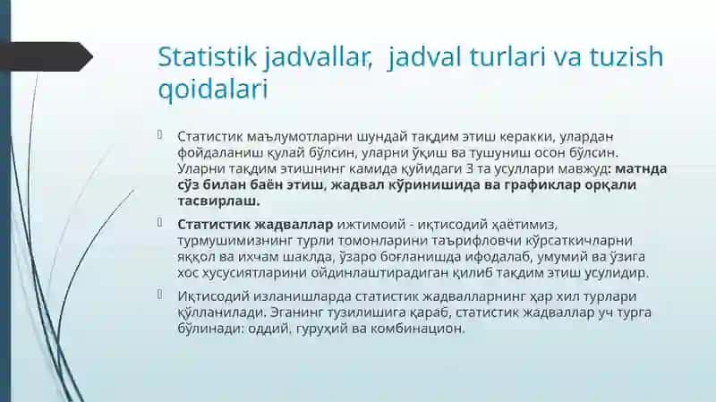 Statistik jadval va grafiklar 2