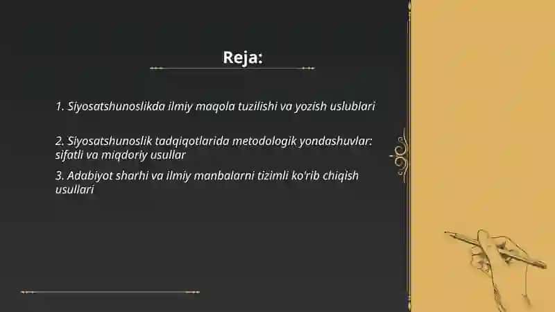 Siyosatshunoslida akademik va yozma tadqiqotlar 2