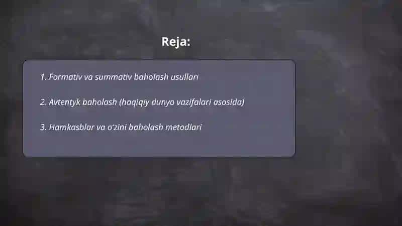 Nazorat qilish va baholashning zamonaviy usullari 2
