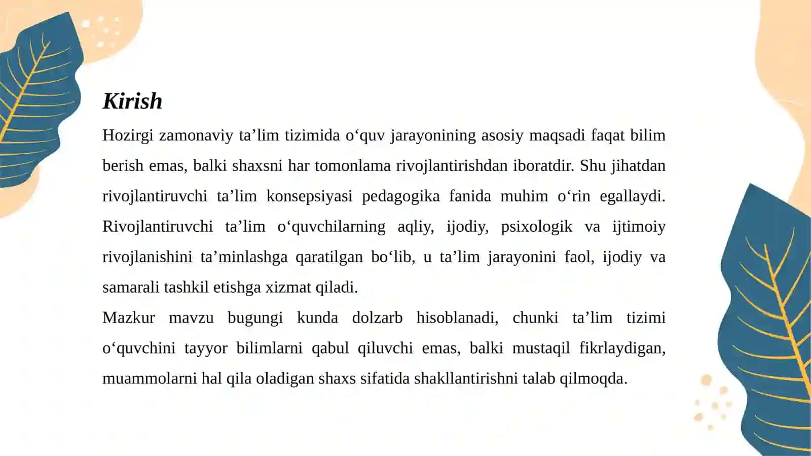 RIVOJLANTIRUVCHI TA’LIM – O‘QUV JARAYONINING ASOSIY VAZIFALARIDAN BIRI SIFATIDA 2