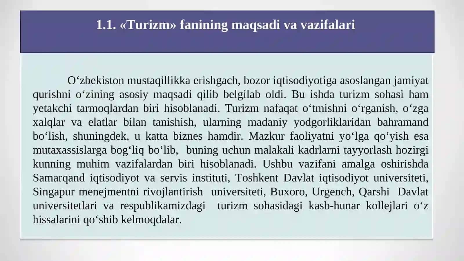 Turizm sohasi 2