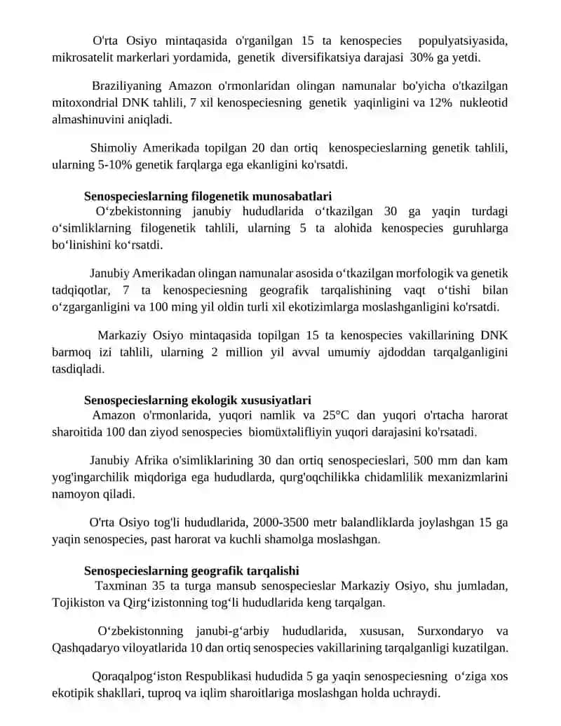 O'simlik senopopulyatsiyaning xillarini tavsiflash va tasvirlash 2