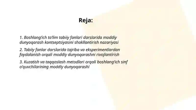 Boshlangʻich taʼlim tabiiy fanlari darslarida moddiy dunyoqarash kontseptsiyasi 2