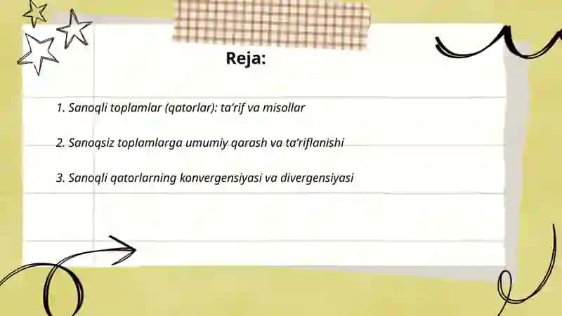 Sanoqli toplamlar (qatorlar) 2