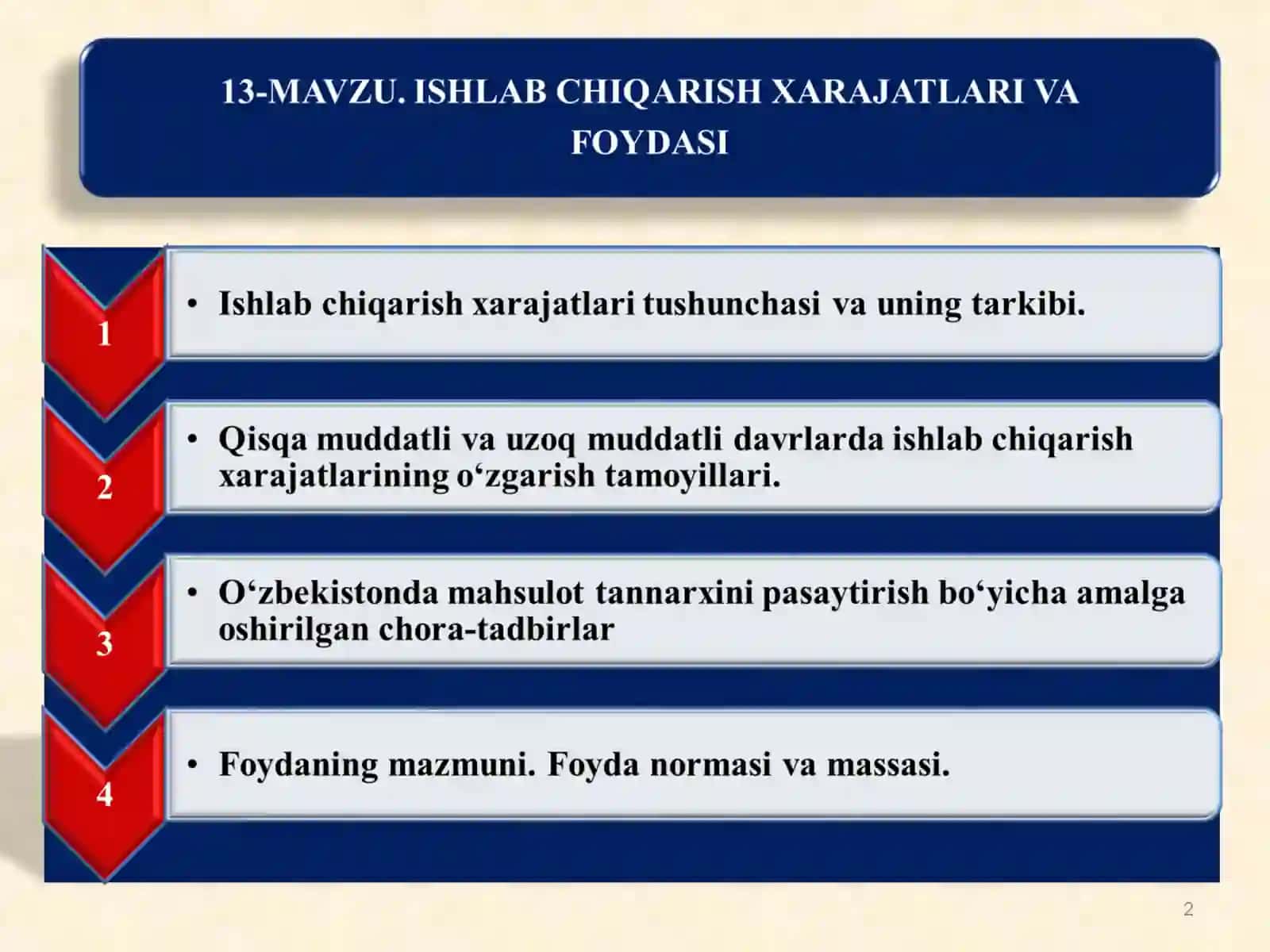 Ishlab chiqarish xarajatlari tushunchasi va uning tarkibi 2