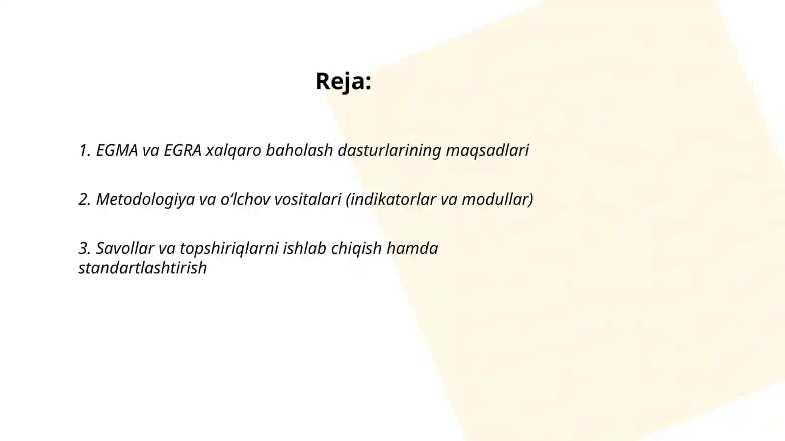 EGMA va EGRA xalqaro baholash dasturlari 2