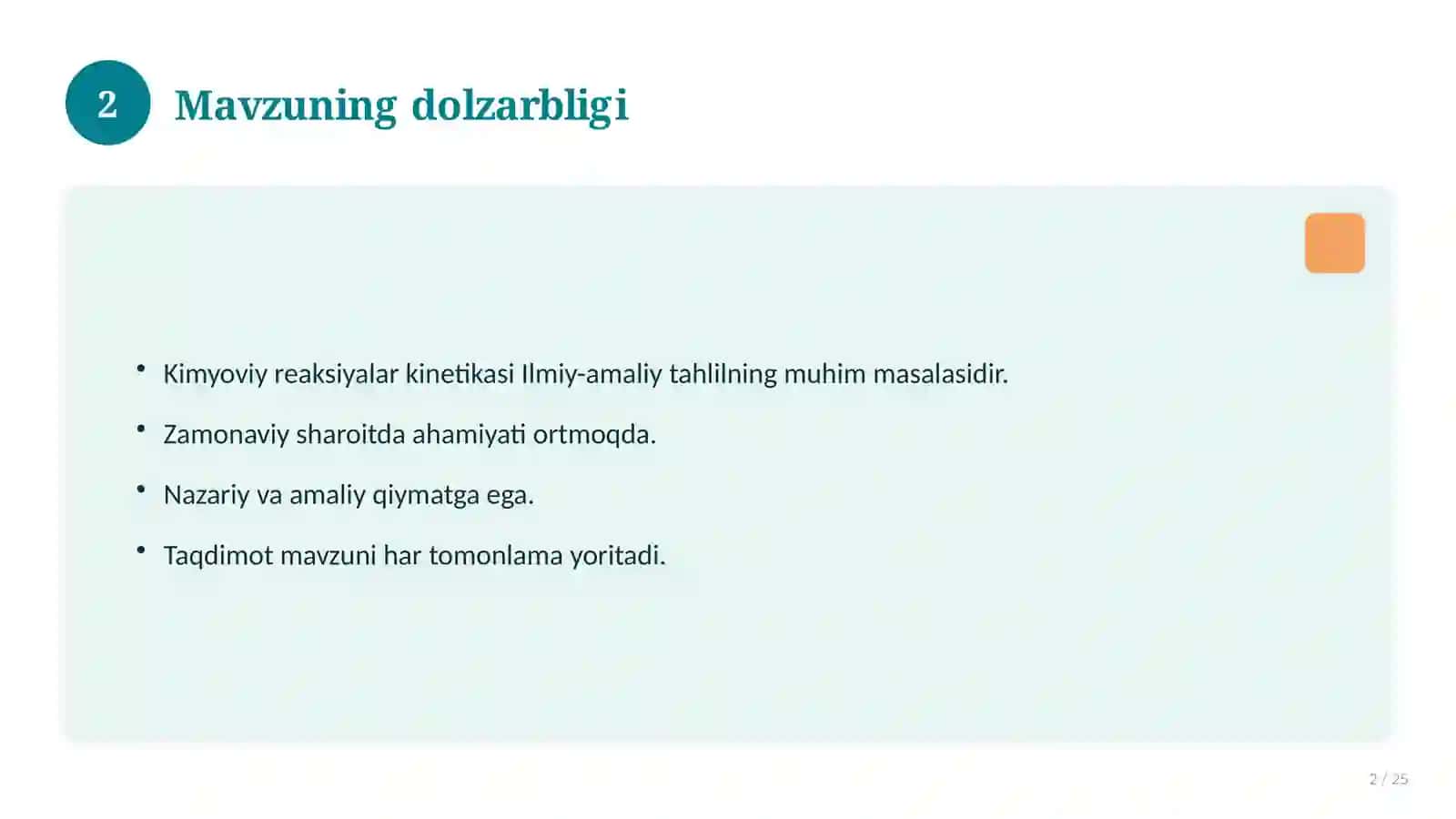 Kimyoviy reaksiyalar kinetikasi 2
