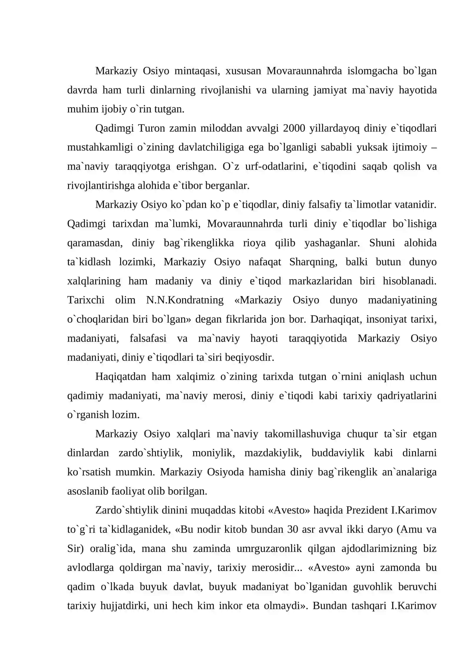 Islomning Markaziy Osiyo mintaqasidagi o'rni va ahamiyati: tarix va hozirgi zamon 2