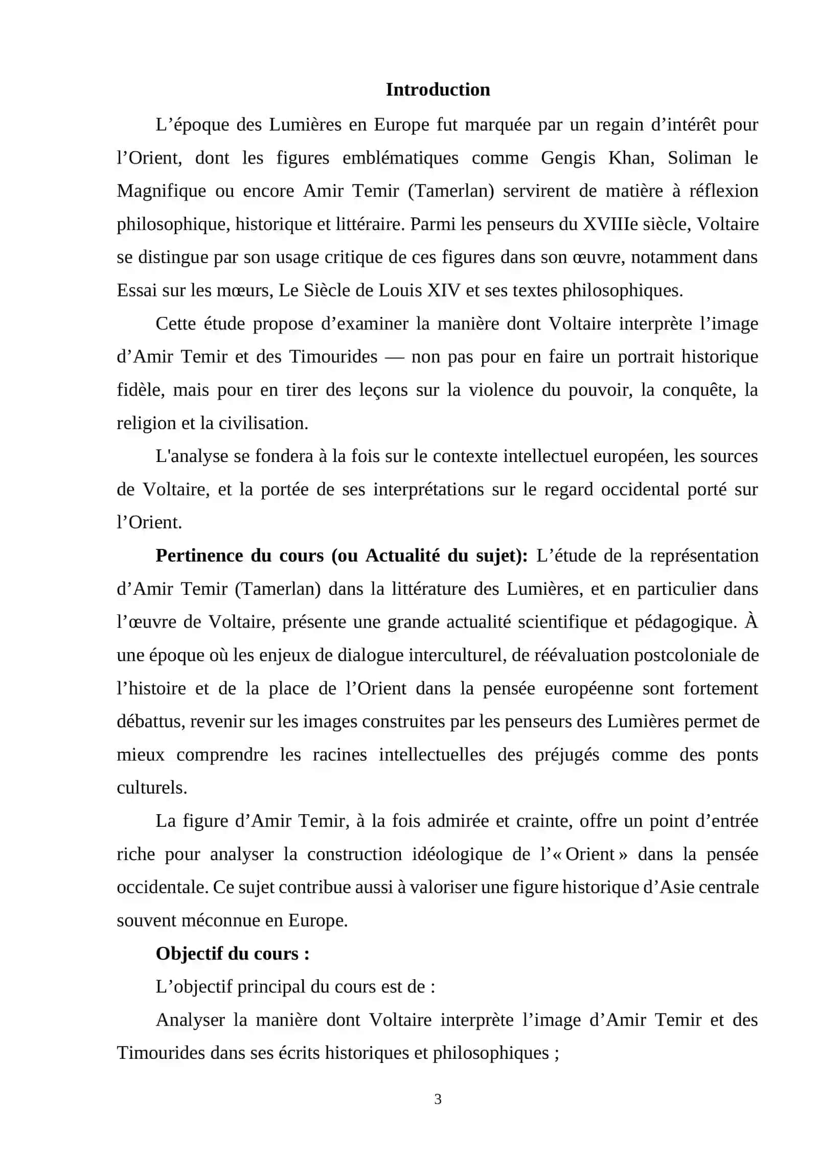 INTERPRÉTATION DES IMAGES D'AMIR TEMIR ET DES TIMURIDES DANS L'ŒUVRE DE VOLTAIRE 2