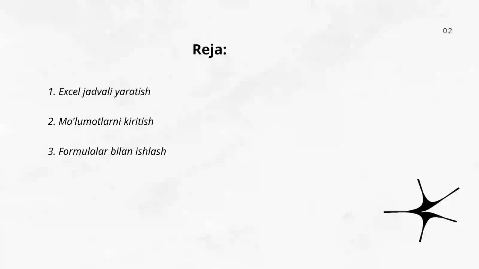 Microsoft Excel jadval muxarining vazifalar 2