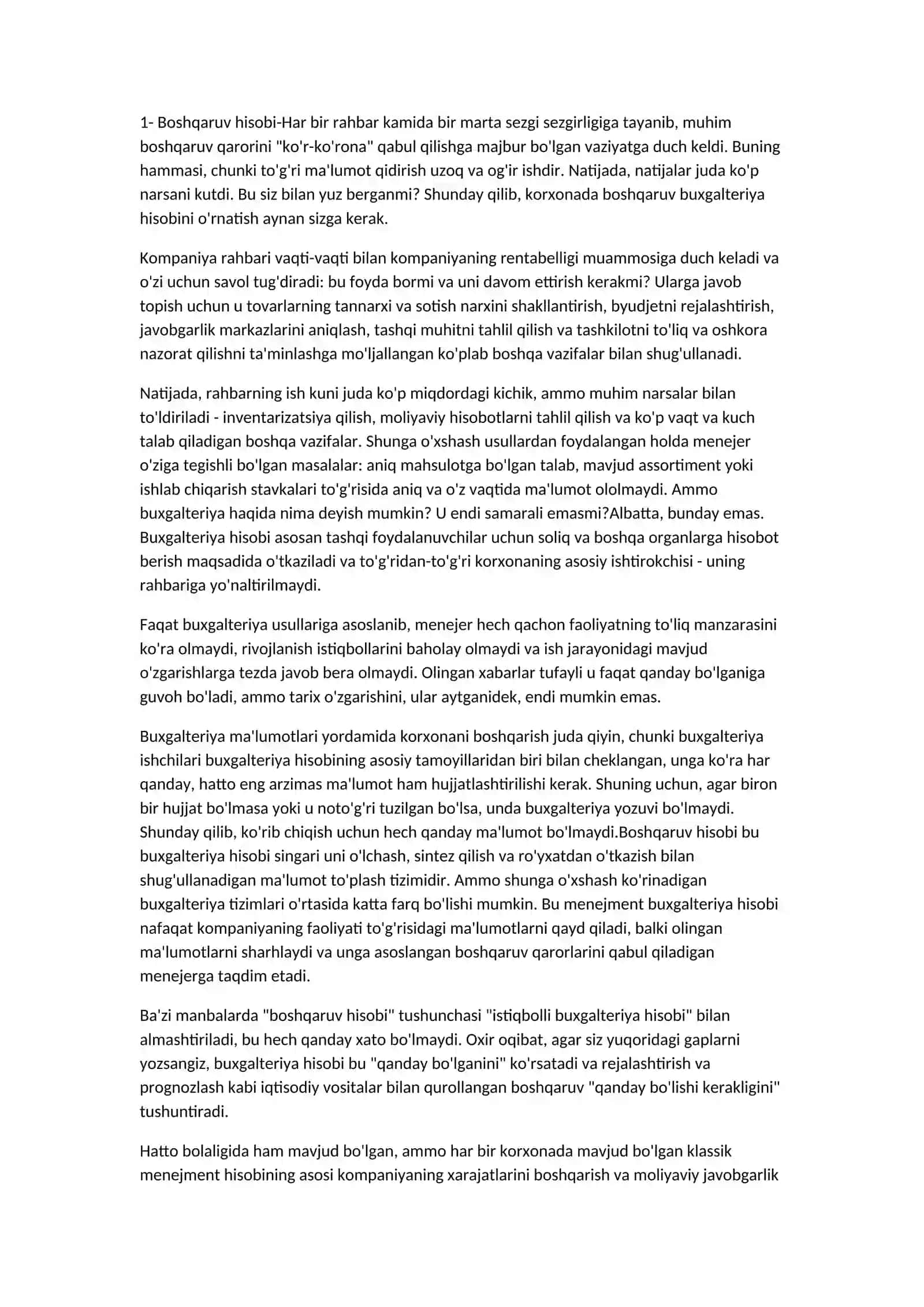Moliyaviy va boshqaruv hisobi 2
