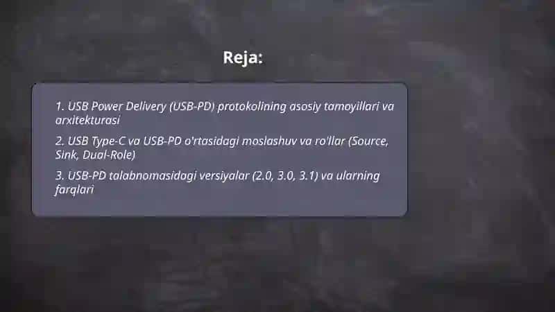 Zamonaviy zaryadlovchi qurilmalar texnalogiyalari:USB Power Deliver (USB-PD)protokoli va GaN -trazistorlardan foydalanish 2