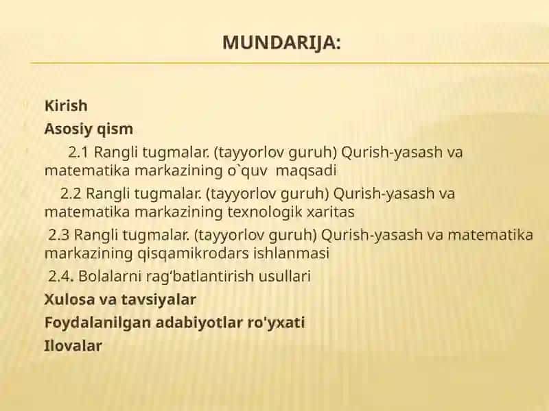 Rangli tugmalar. (tayyorlov guruh) Qurish-yasash va matematika markaz 2