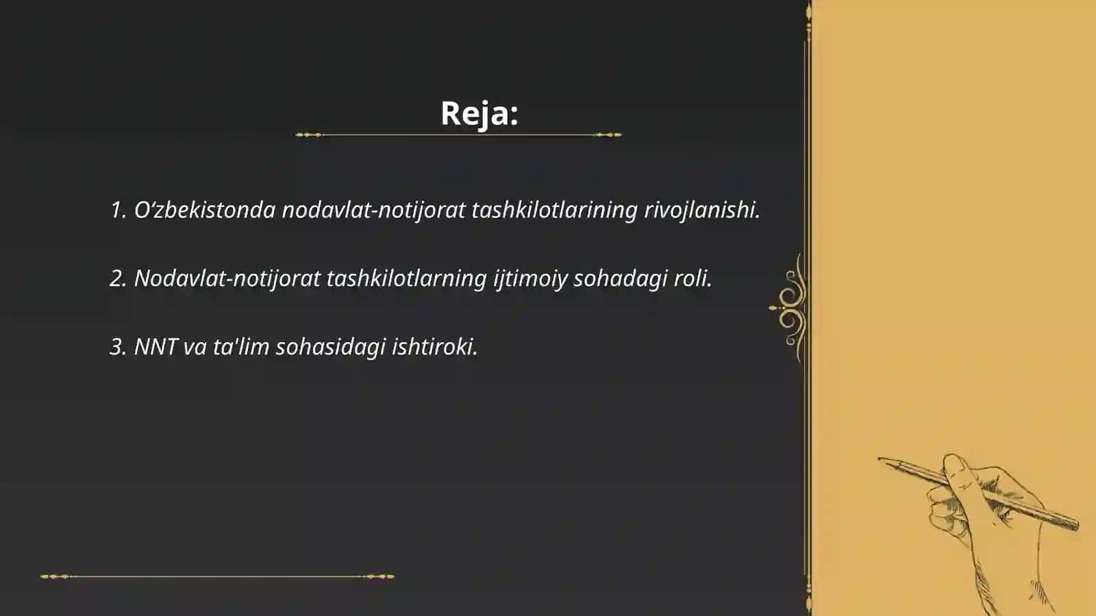O‘zbekistonda nodavlat-notijorat tashkilotlar va ularning ijtimoiy, siyosiy va iqtisodiy jarayonlardagi ishtiroki 2