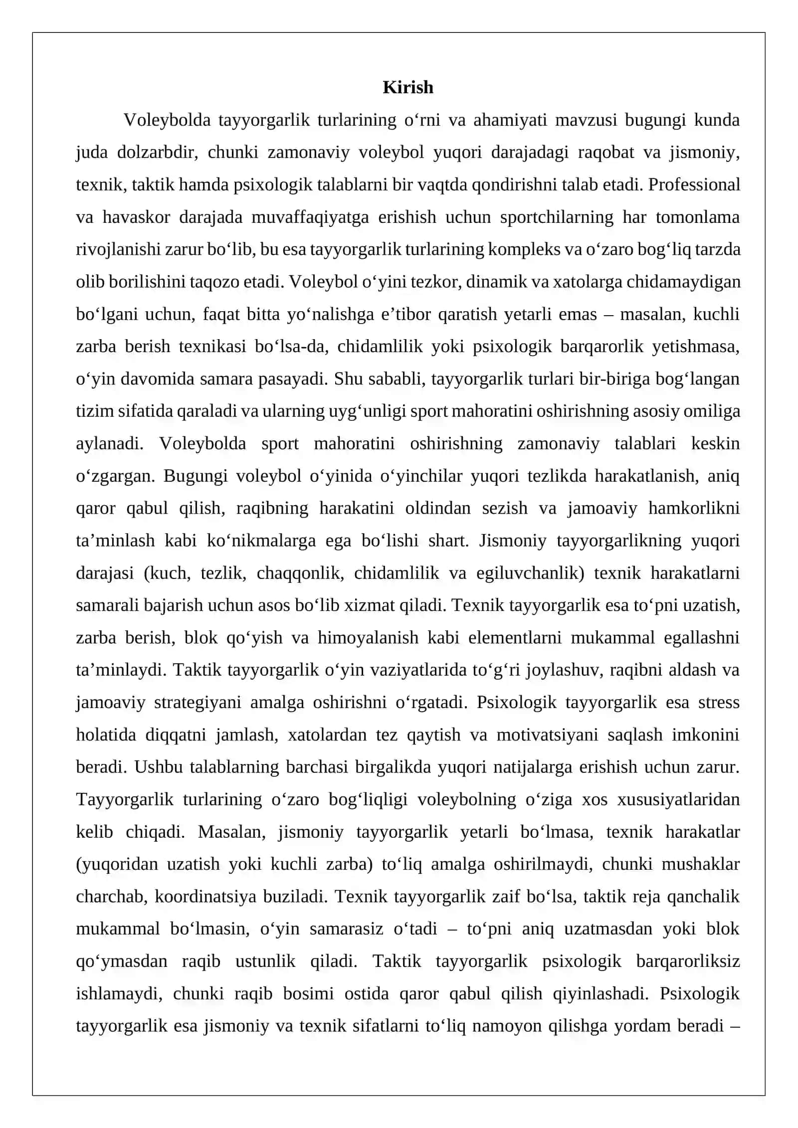 Voleybolda tayyorgarlik turlarining o‘rni va ahamiyati 2