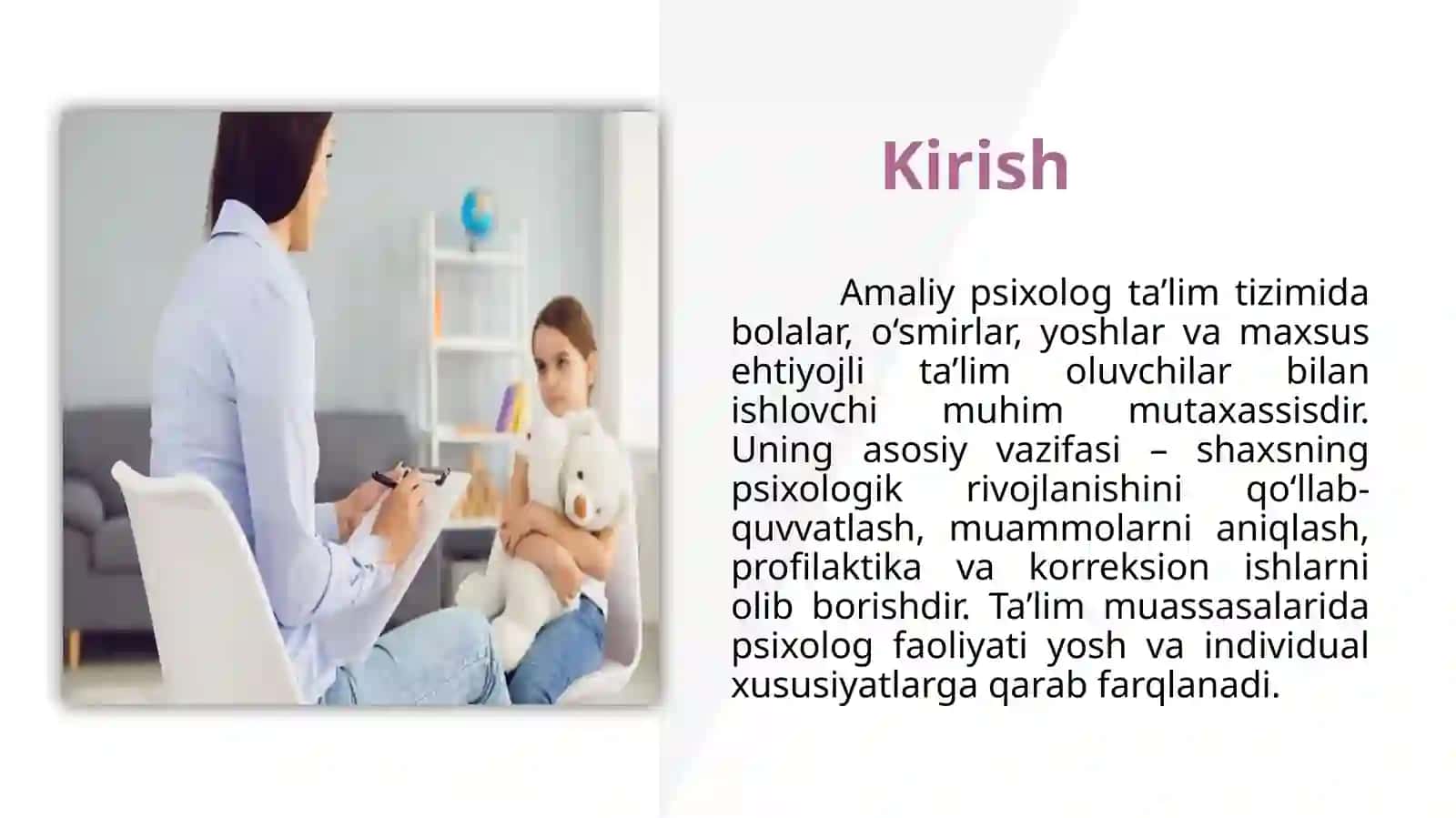 Turli yosh va kategoriyadagi ta'lim oluvchilar bilan amaliy psixologning faoliyati. 2