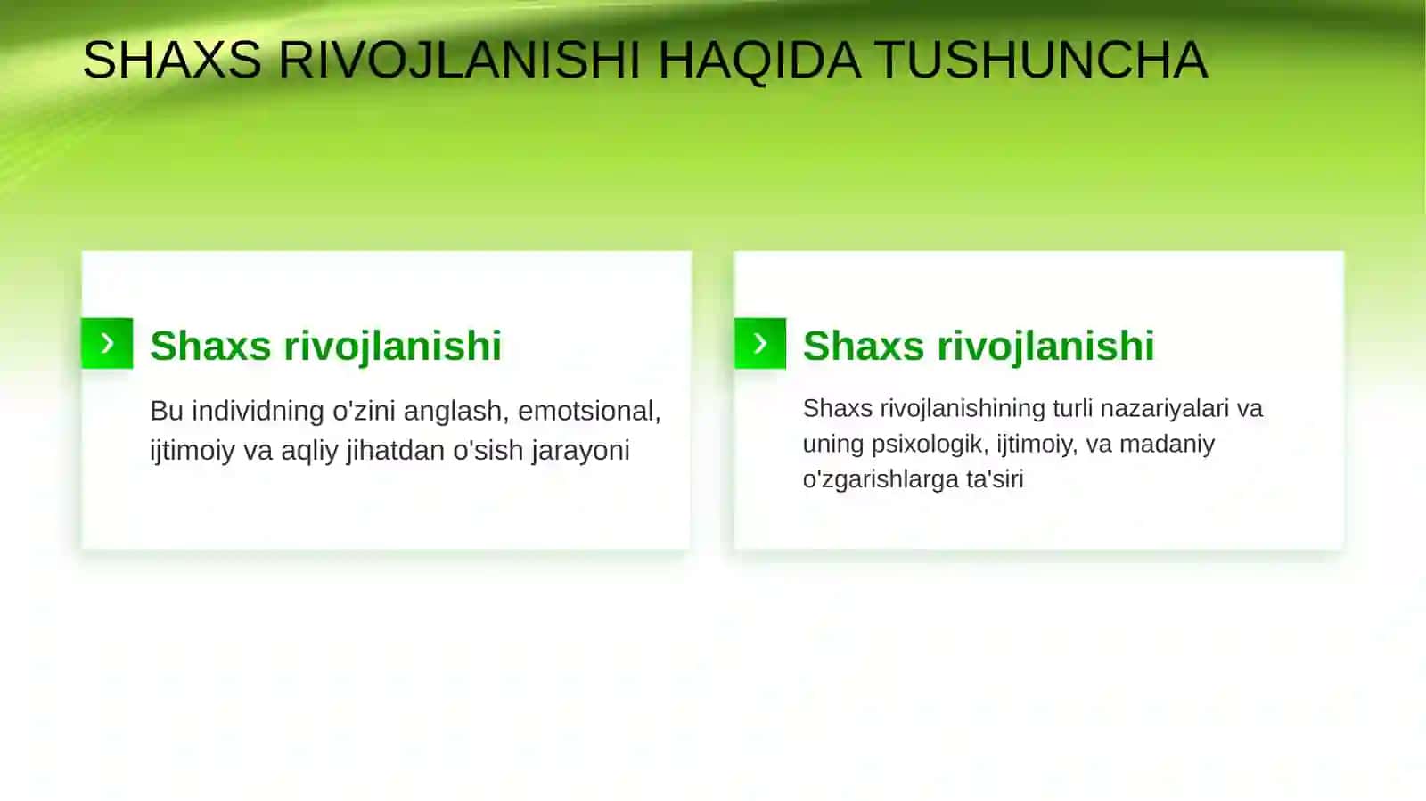 SHAXS RIVOJLANISHI HAQIDA TUSHUNCHA 2