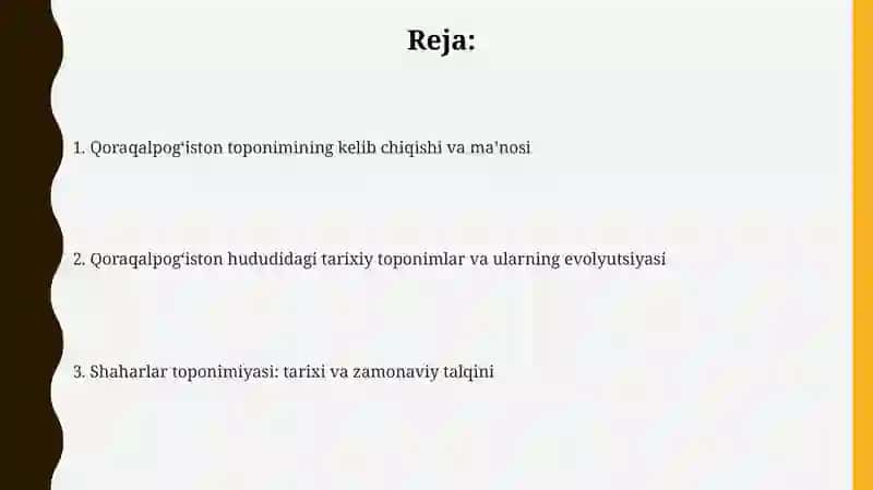 Qoraqalpog'iston Respublikasi tarixiy toponimikasi 2