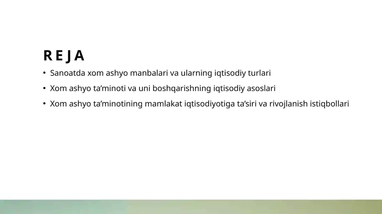 Sanoatda xom ashyo ta’minotiva iqtisodiy ta’snifi 2