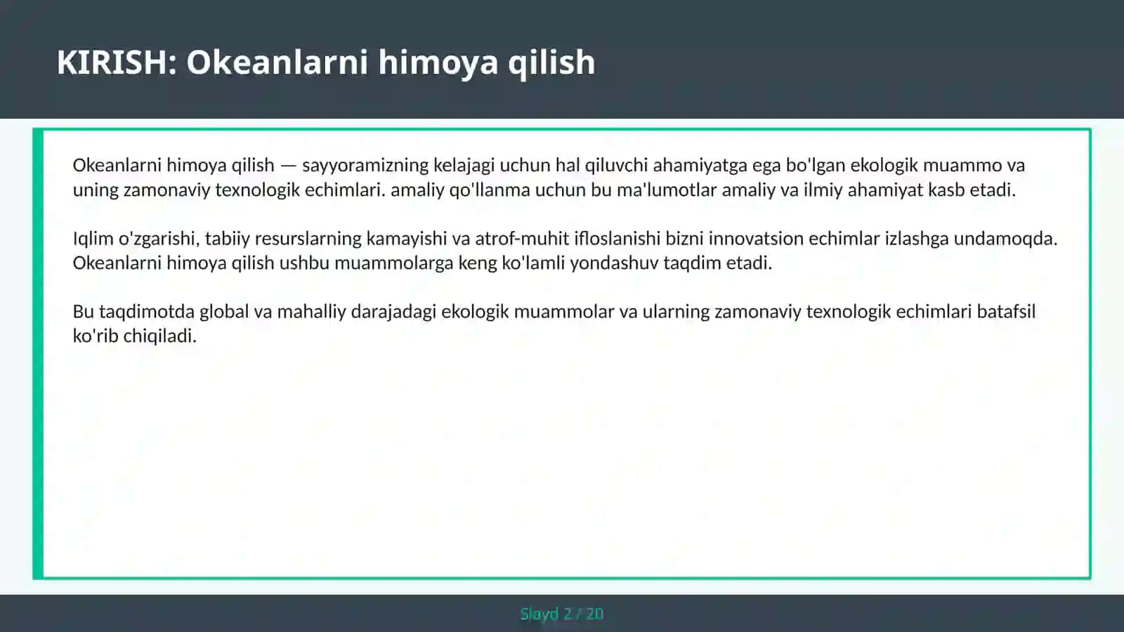 Okeanlarni himoya qilish 2