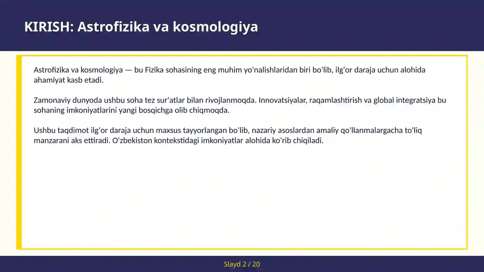ASTROFIZIKA VA KOSMOLOGIYA 2