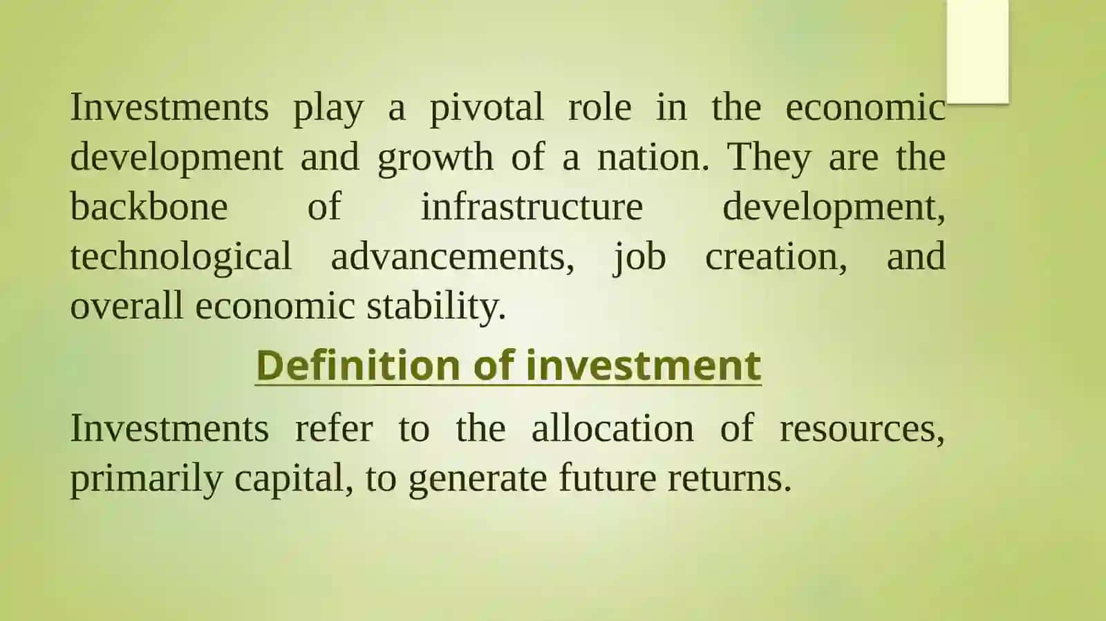 Investitsiyalar roli milliy iqtisodiyot rivojlanishida 2