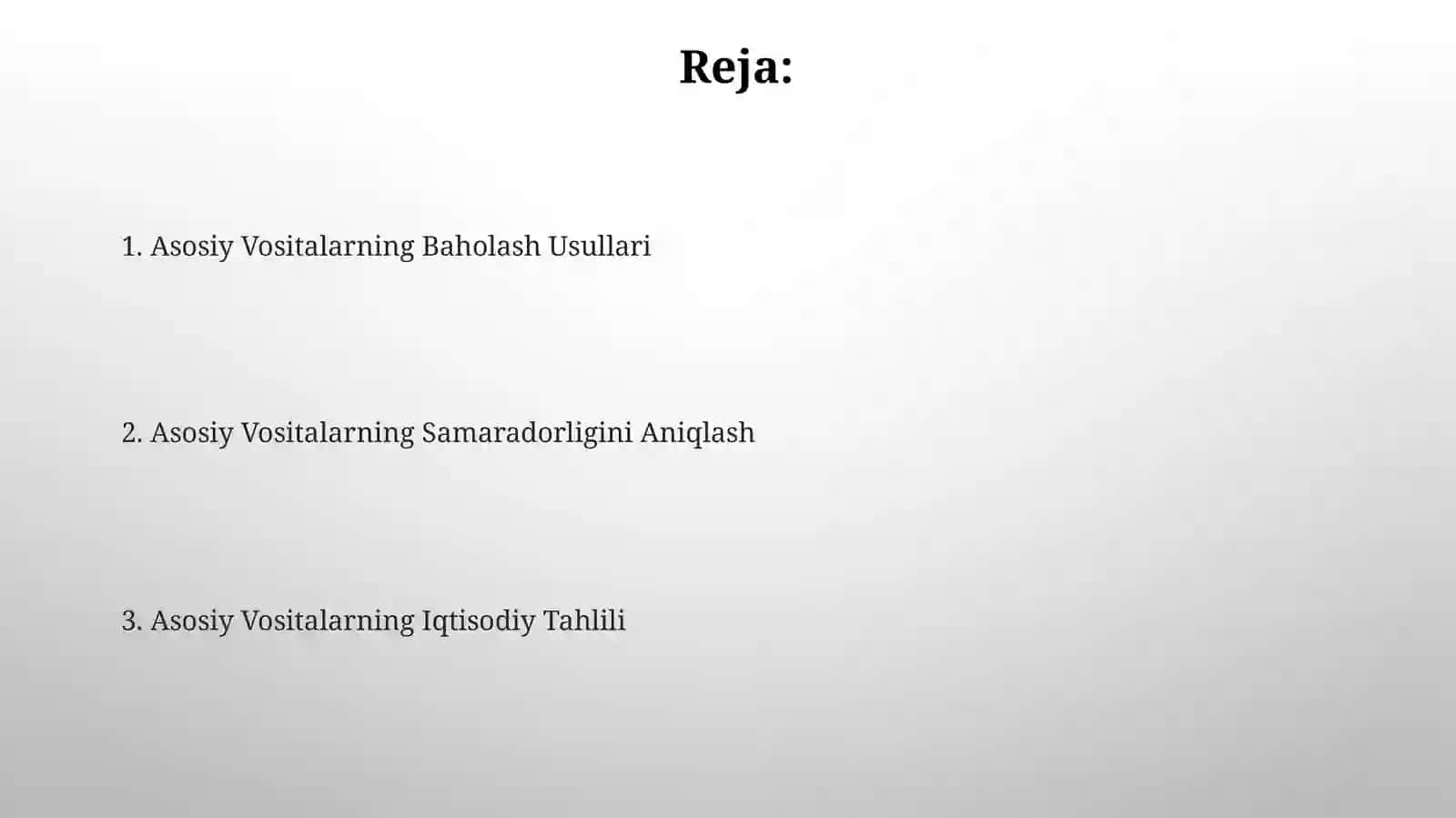 Asosiy vositalarning iqtisodiy tahlili 2