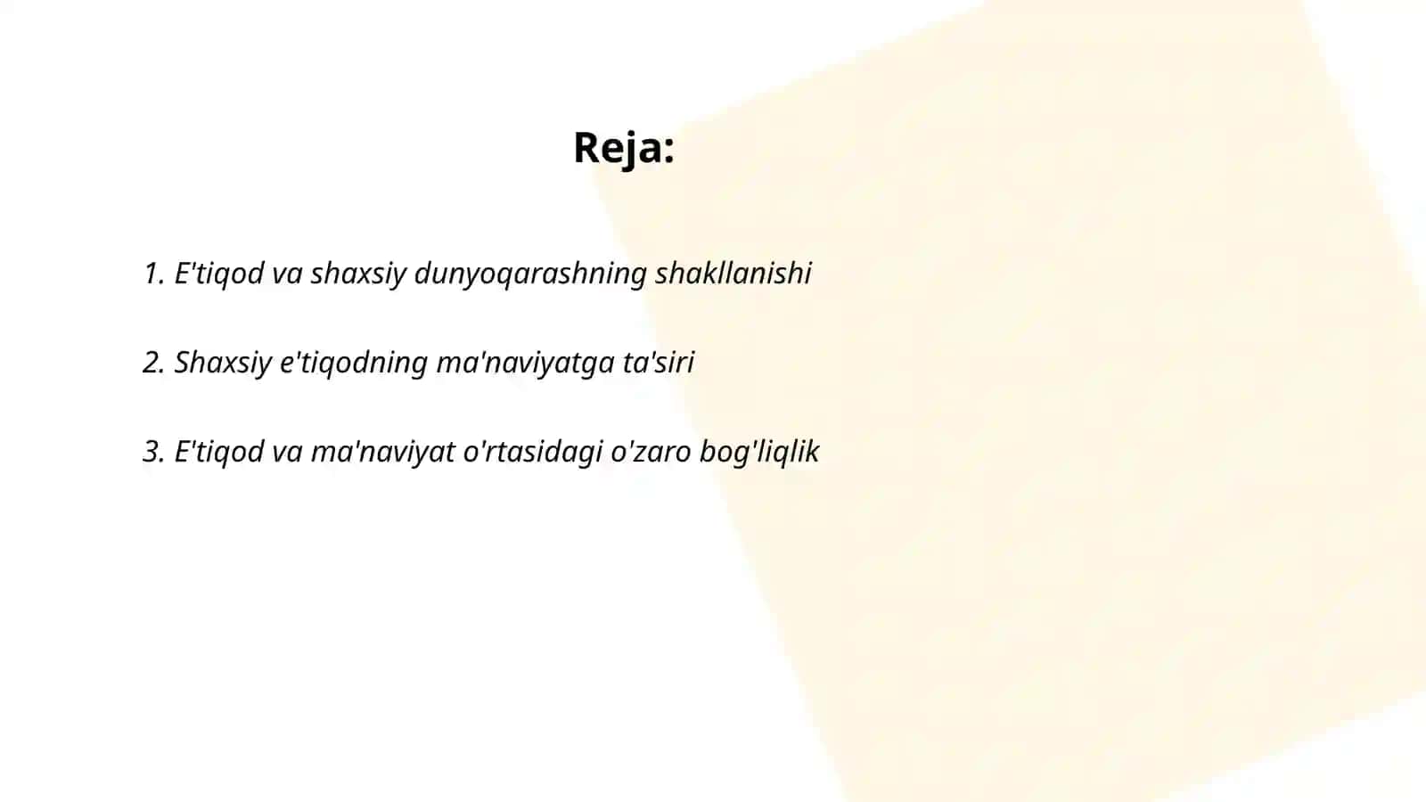 E'tiqod va shaxsiy dunyoqarashning shakllanishi 2