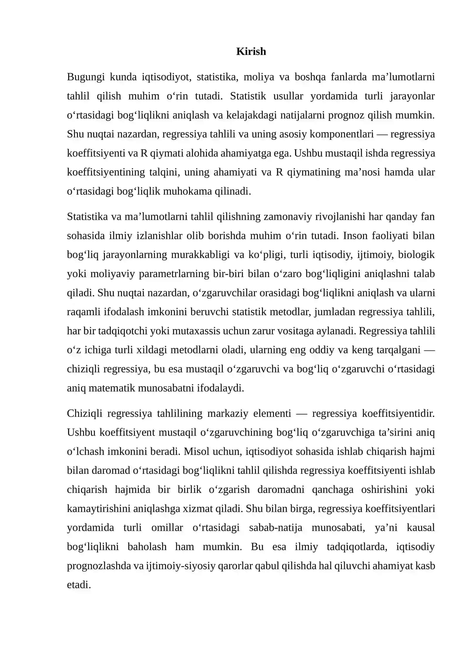 REGRESSIYA KOEFFITSIYENTINING AHAMIYATI VA R QIYMATI 2