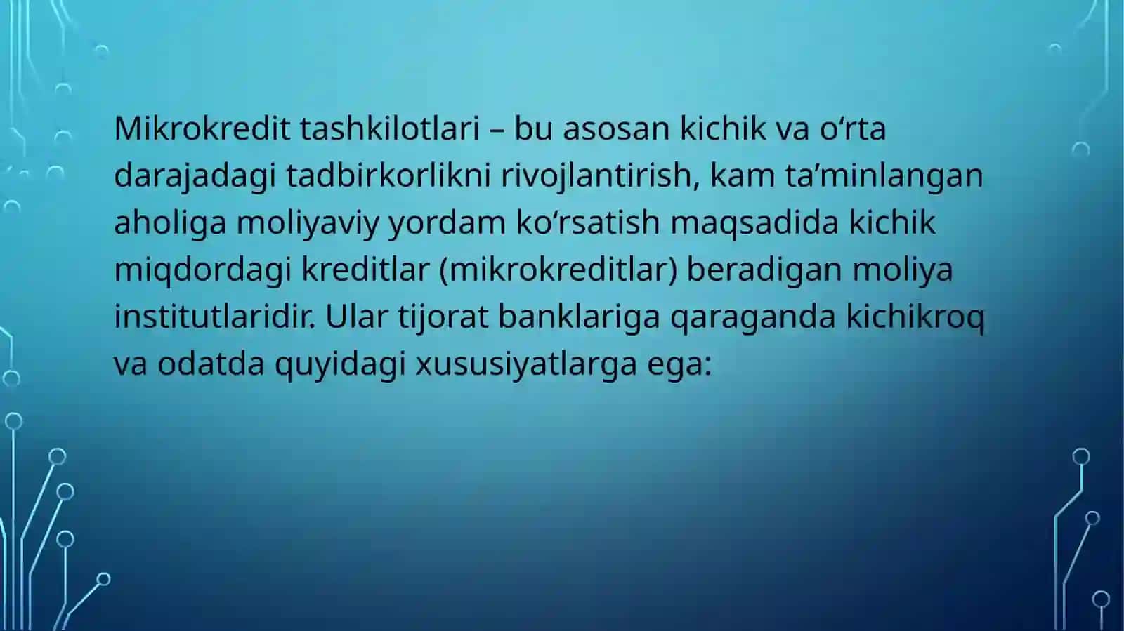 MIKROKREDITLASH TASHKILOTLARI TUSHUNCHASI 2