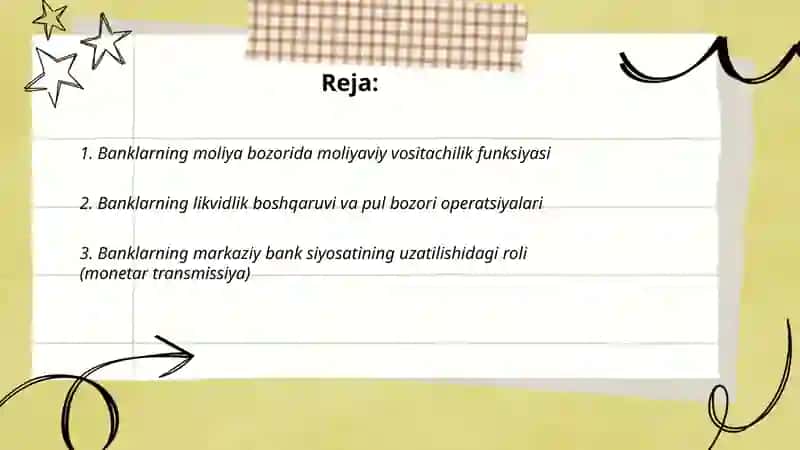 Banklarning moliya bozoridagi faoliyati 2