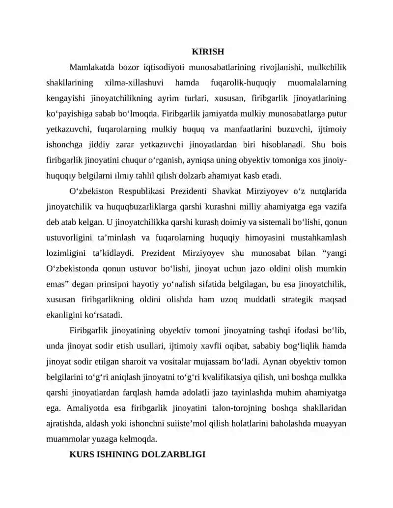 Firibgarlik jinoyatining obyektiv tomonining jinoiy-huquqiy xususiyatlari 2