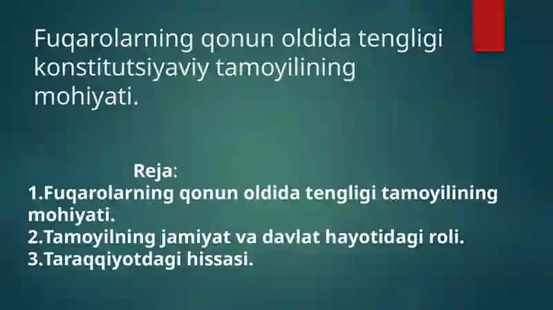 Fuqarolarning qonun oldida tengligi konstitutsiyaviy tamoyili 2