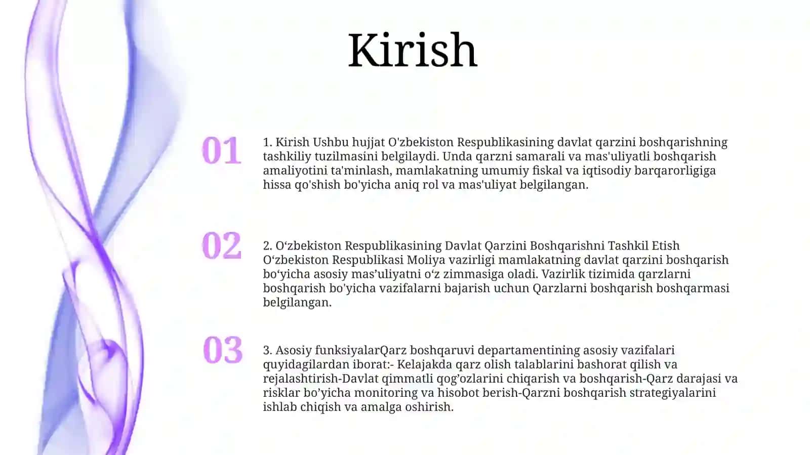 Oʻzbekiston Respublikasining Davlat Qarzini Boshqarishni Tashkil Etish 2