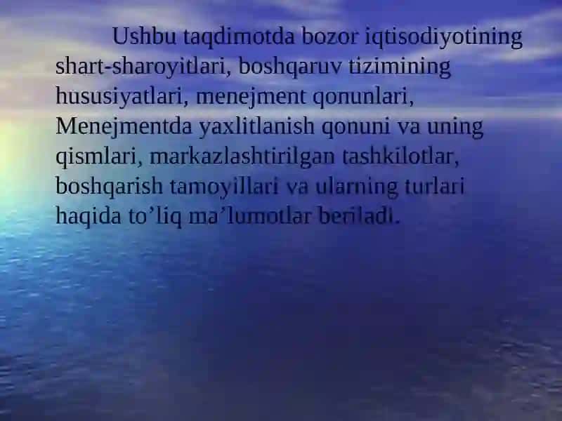 Menejment qonunlari va tamoyillari 2
