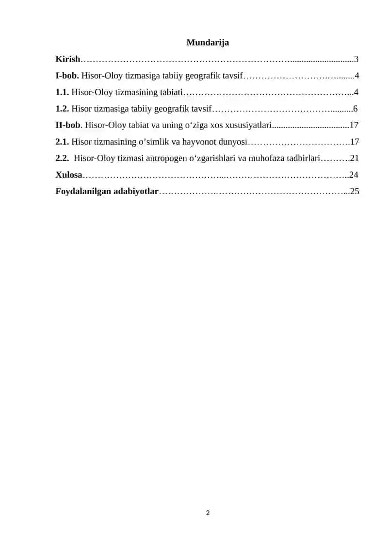 Hisor-Oloy tog‘ tizimiga tabiiy geografik tavsif 2