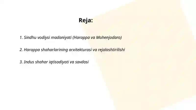 Sindhu vodiysi madaniyati (Harappa va Mohenjodaro) 2
