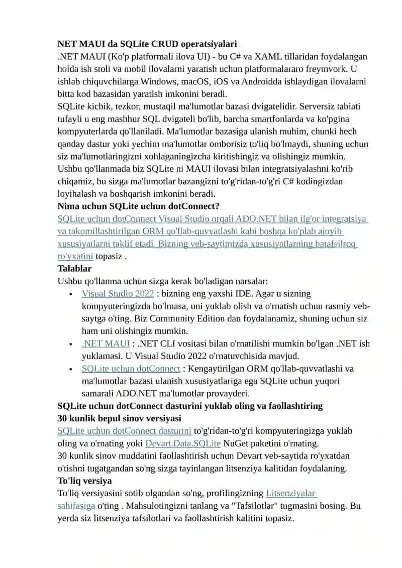 SQLite bilan CRUD operatsiyalarni MAUI ilovasida bajarish 2