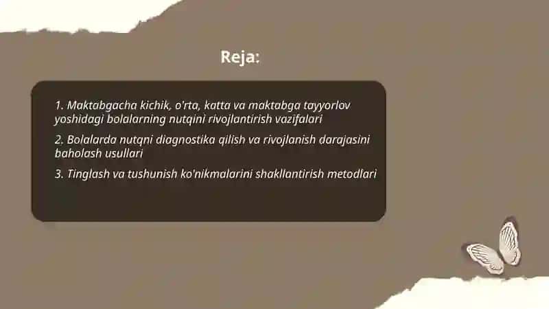 Maktabgacha kichik, o'rta va katta, maktabga tayyorlov yoshidagi bolalar nutqini o'stirish vazifalari metod va vositalari 2