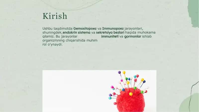 Gemositopoez va Immunopoez: Endokrin Sistema Sirlari va Sekretsiya Bezi Turlari 2
