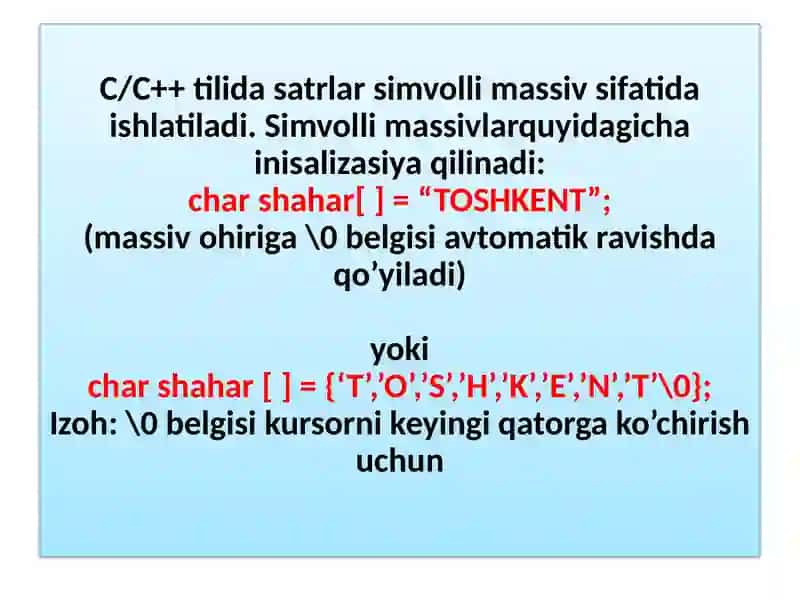 SIMVOLLI MASSIVLAR BILAN ISHLASH 2