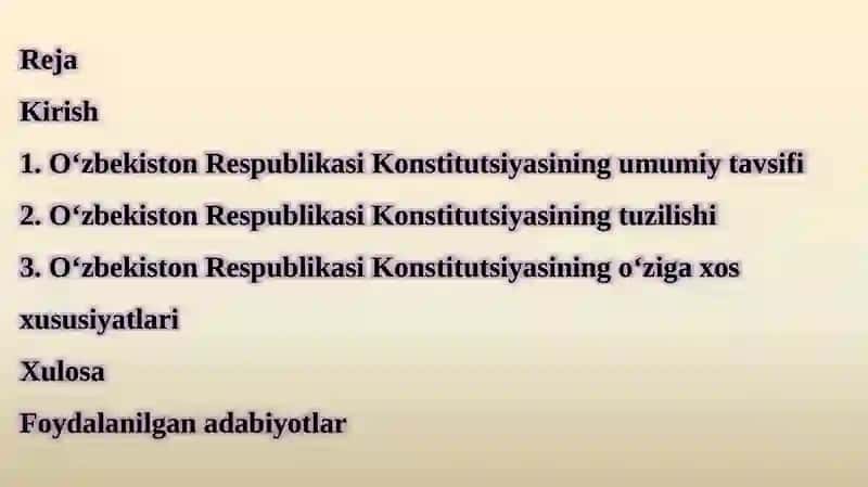 O‘zbekiston Respublikasi Konstitutsiyasining tuzilishi va o‘ziga xos xususiyatlari 2
