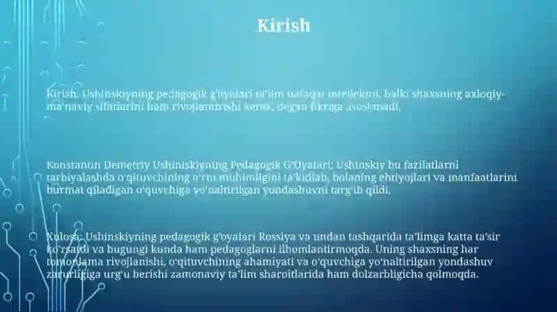 Konstantin Demetriy Ushiniskiyning Pedagogik GʻOyalari 2