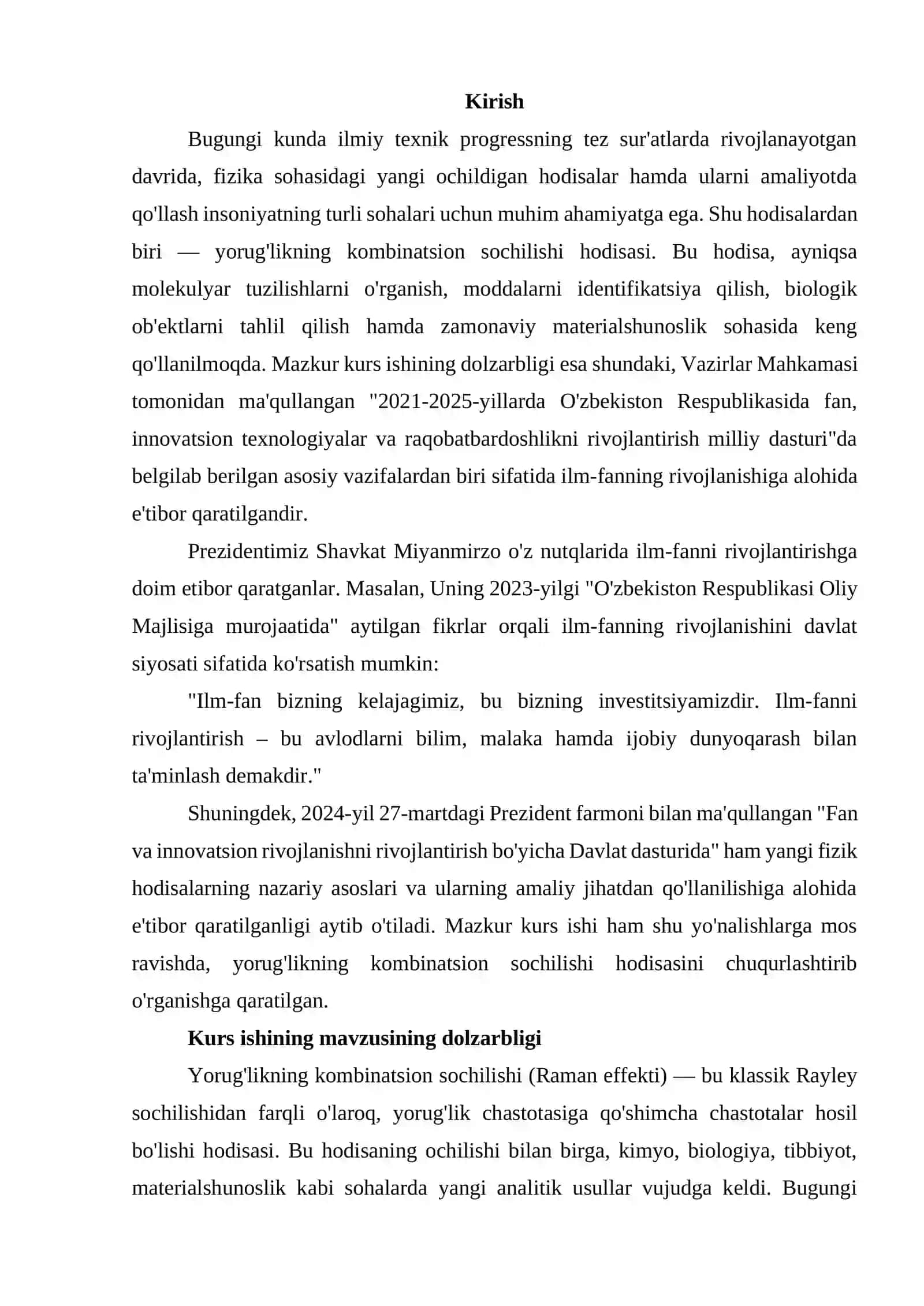 Yorugʻlikning kombinatsion sochilishi va uning qoʻllanilishi 2