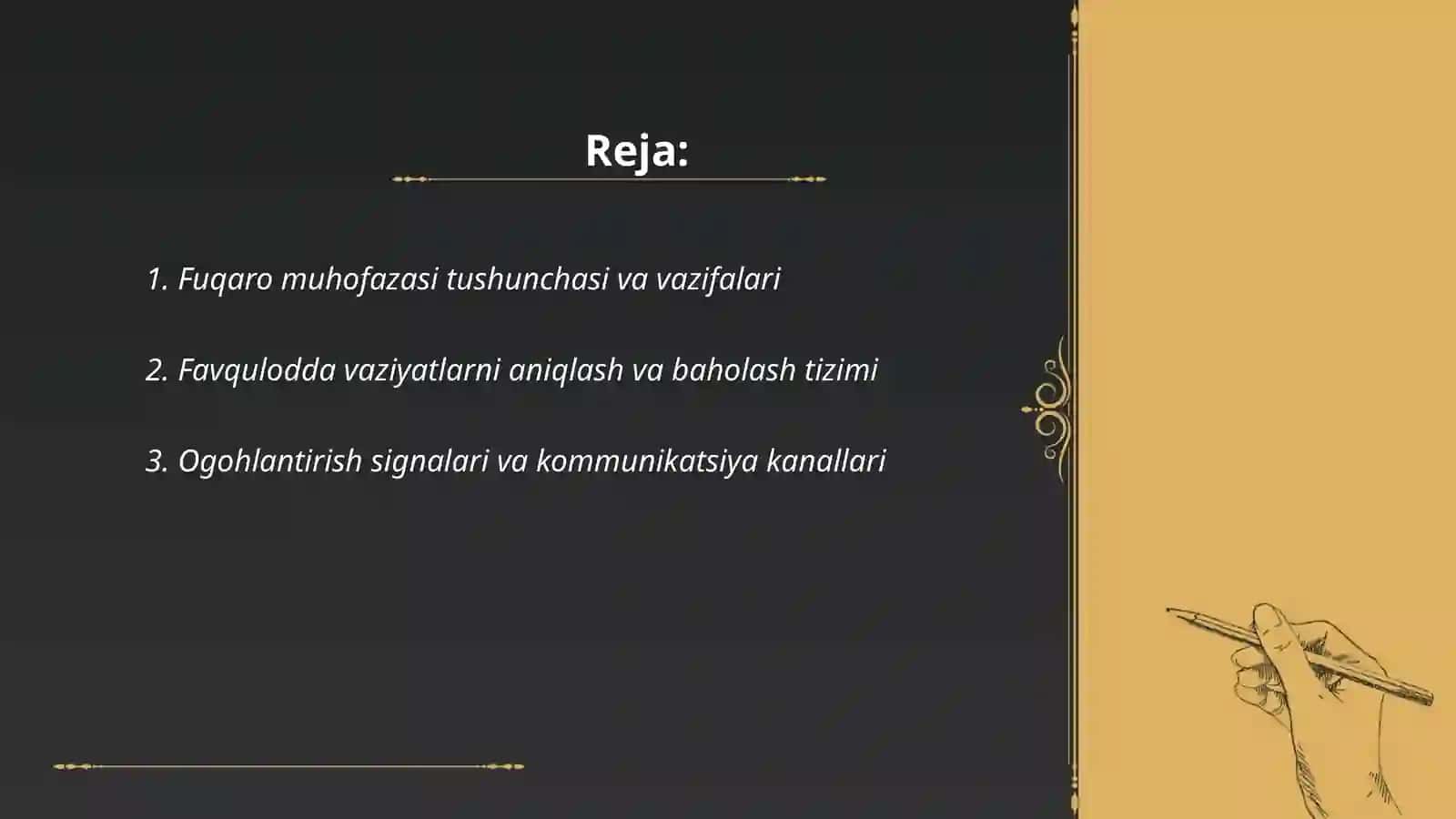 Favqulodda vaziyatlarda fuqaro muhofazasining vazifalari. Favqulodda vaziyatlarda ogohlantirish va harakat qilish davlat tizimi 2